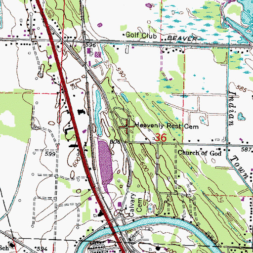 Topographic Map of Heavenly Rest Cemetery, MI