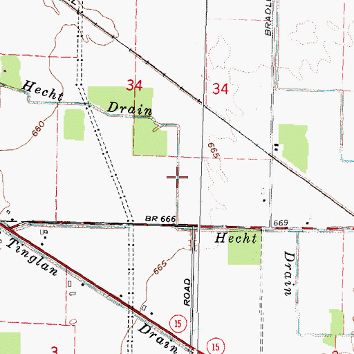 Topographic Map of Hecht Drain, MI