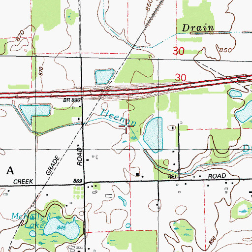 Topographic Map of Heenan Drain, MI