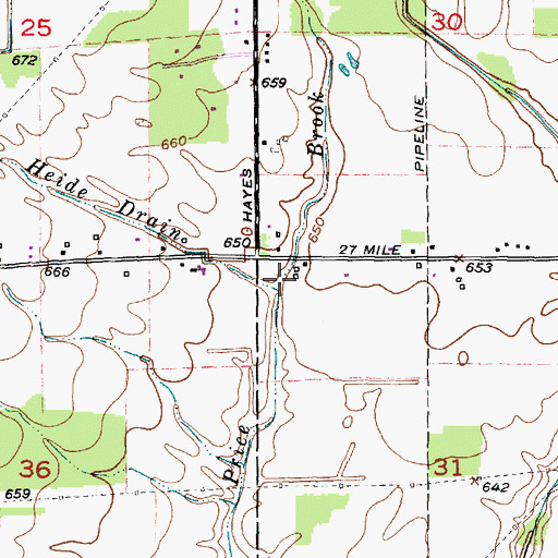 Topographic Map of Heide Drain, MI