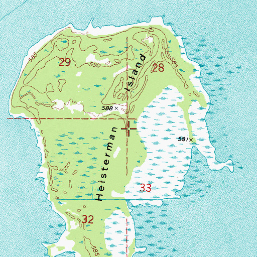 Topographic Map of Heisterman Island, MI