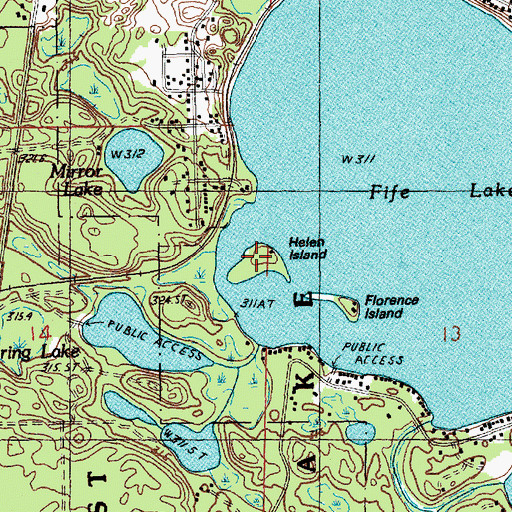 Topographic Map of Helen Island, MI