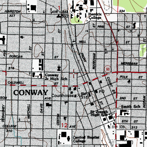 Topographic Map of Green School (historical), AR