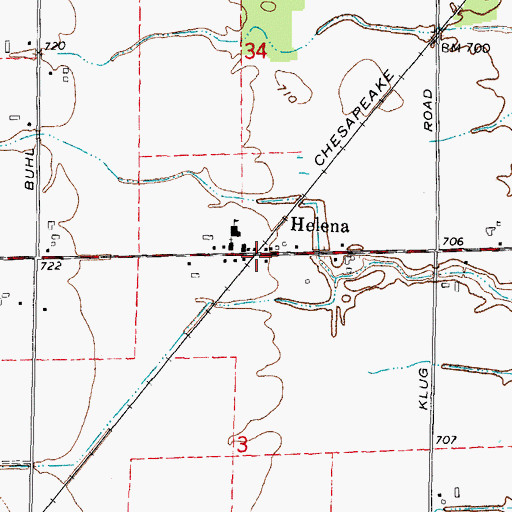 Topographic Map of Helena, MI