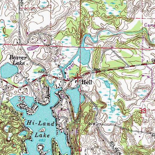Topographic Map of Hell, MI