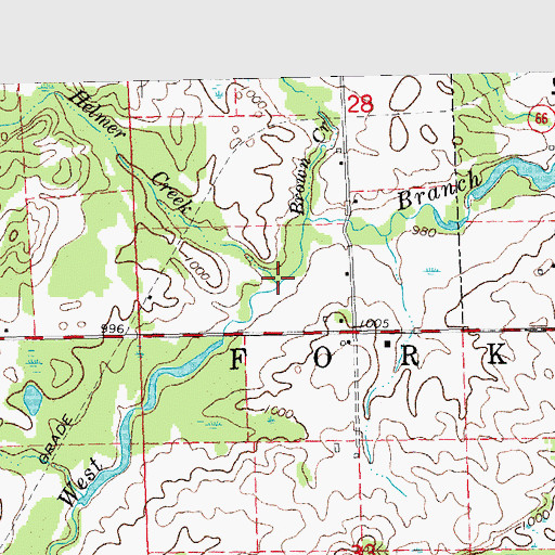 Topographic Map of Helmer Creek, MI