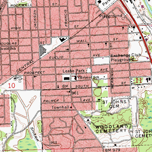 Topographic Map of Helmer School, MI