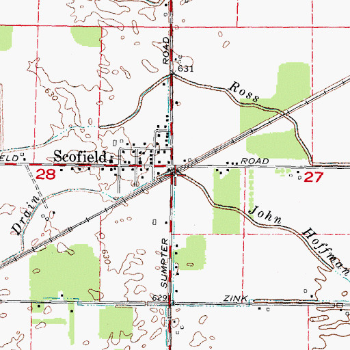 Topographic Map of Helser Drain, MI