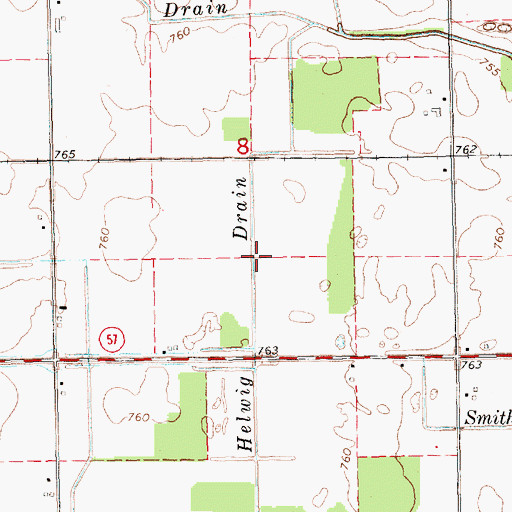 Topographic Map of Helwig Drain, MI