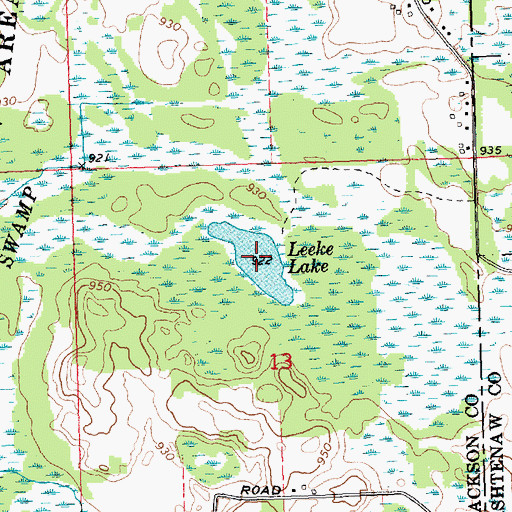 Topographic Map of Leeke Lake, MI