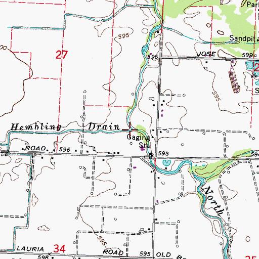Topographic Map of Hembling Drain, MI