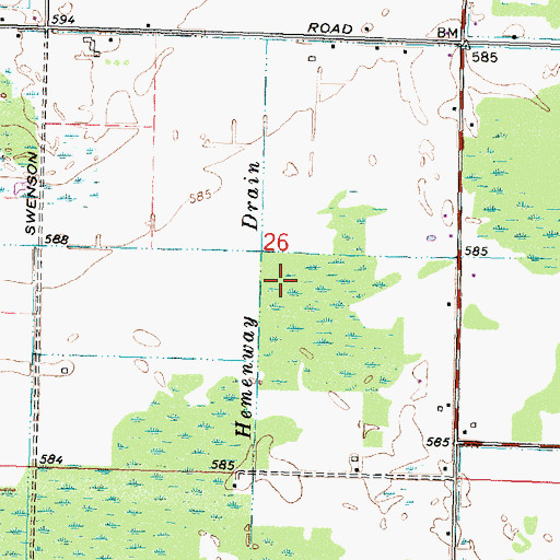 Topographic Map of Hemenway Drain, MI