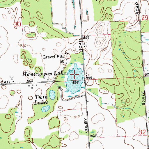 Topographic Map of Hemingway Lake, MI