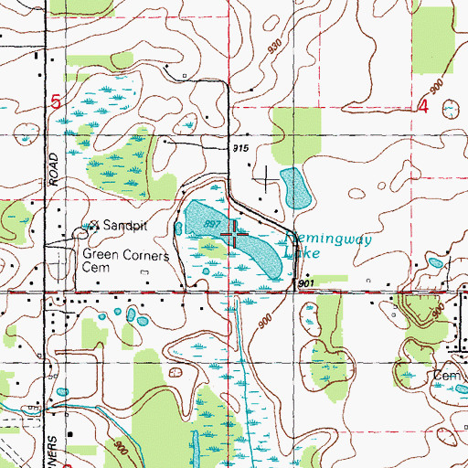 Topographic Map of Hemingway Lake, MI