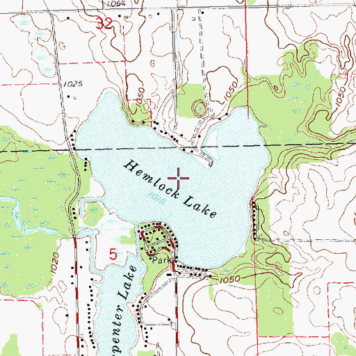 Topographic Map of Hemlock Lake, MI