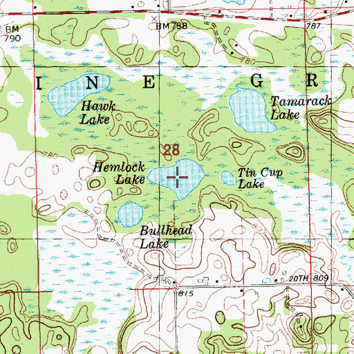 Topographic Map of Hemlock Lake, MI