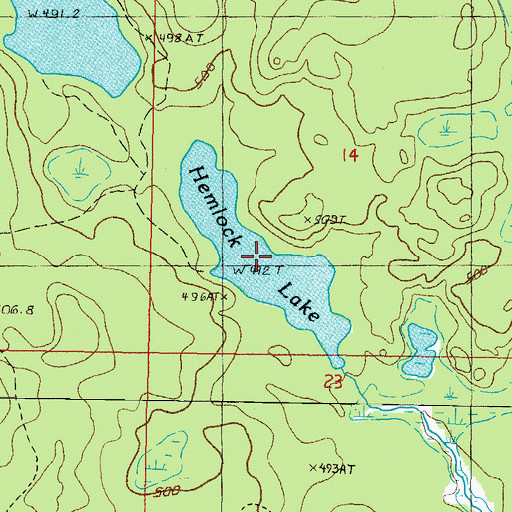 Topographic Map of Hemlock Lake, MI