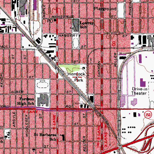 Topographic Map of Hemlock Park, MI