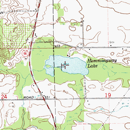 Topographic Map of Hemmingway Lake, MI