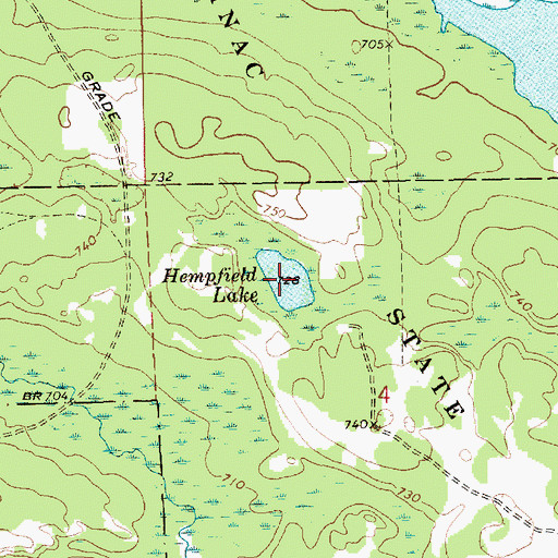 Topographic Map of Hempfield Lake, MI