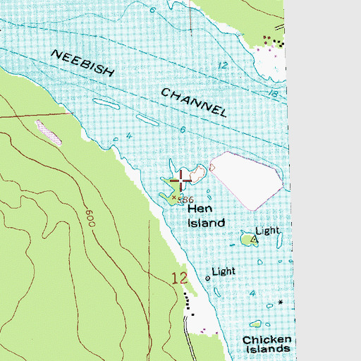 Topographic Map of Hen Island, MI