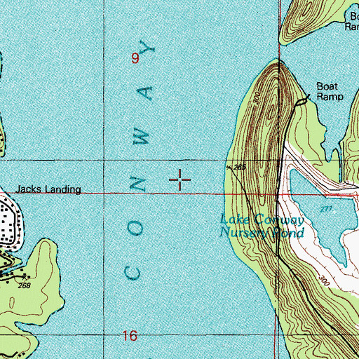 Topographic Map of Greens Lake (historical), AR