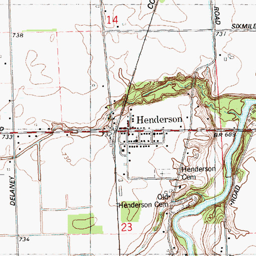 Topographic Map of Henderson, MI