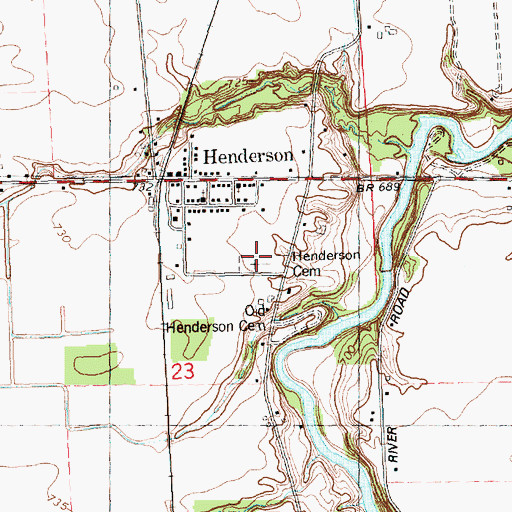 Topographic Map of Henderson Cemetery, MI