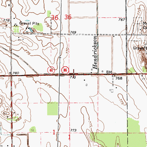 Topographic Map of Hendrickson Drain, MI