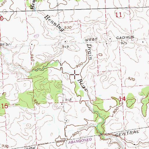 Topographic Map of Henning Drain, MI