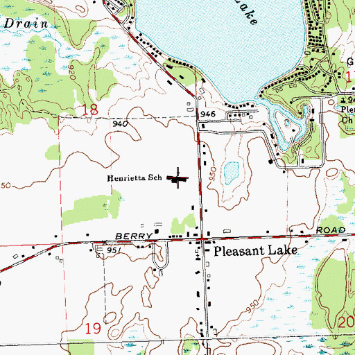 Topographic Map of Henrietta School, MI