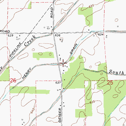 Topographic Map of Henry Drain, MI