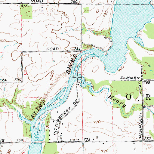 Topographic Map of Henry Drain, MI