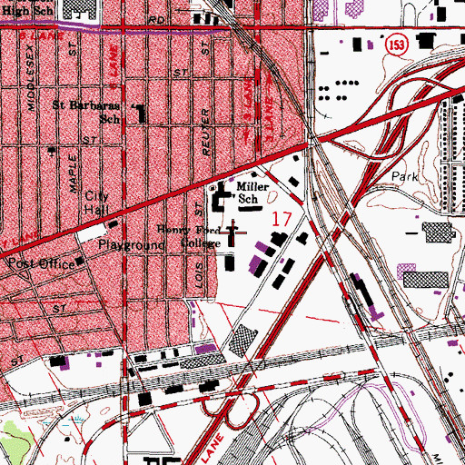 Topographic Map of Henry Ford College, MI