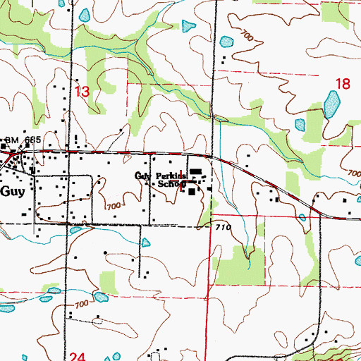 Topographic Map of GUY-PERKINS HIGH SCHOOL, AR