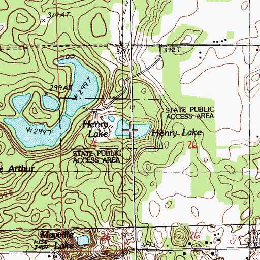 Topographic Map of Henry Lake, MI