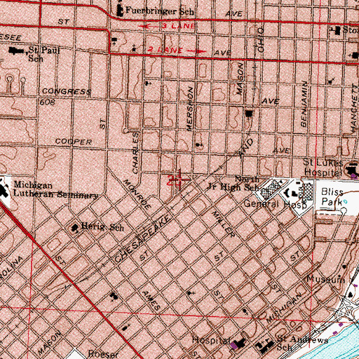Topographic Map of Herig School, MI