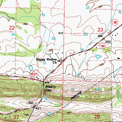 Topographic Map of Happy Hollow School (historical), AR