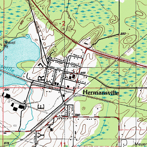 Topographic Map of Hermansville, MI