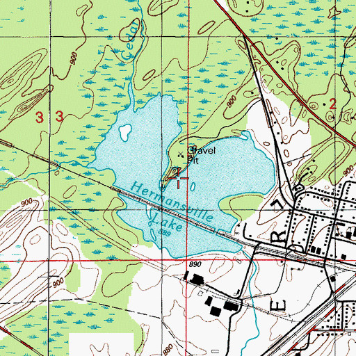 Topographic Map of Hermansville Lake, MI
