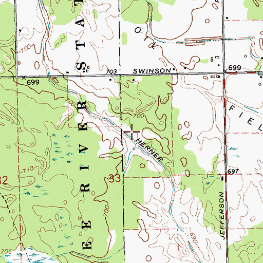 Topographic Map of Herner Drain, MI