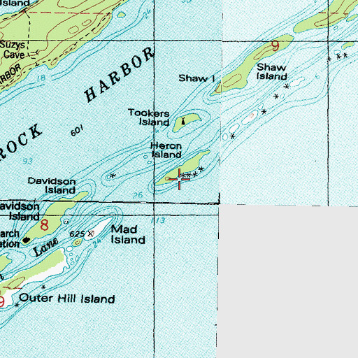 Topographic Map of Heron Island, MI