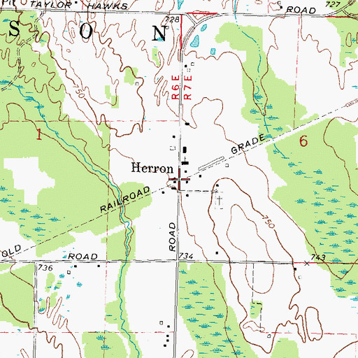 Topographic Map of Herron, MI