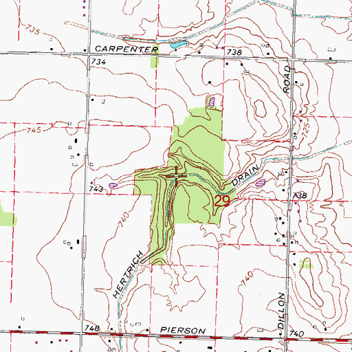 Topographic Map of Hertrich Drain, MI