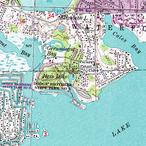 Topographic Map of Hess Lake, MI