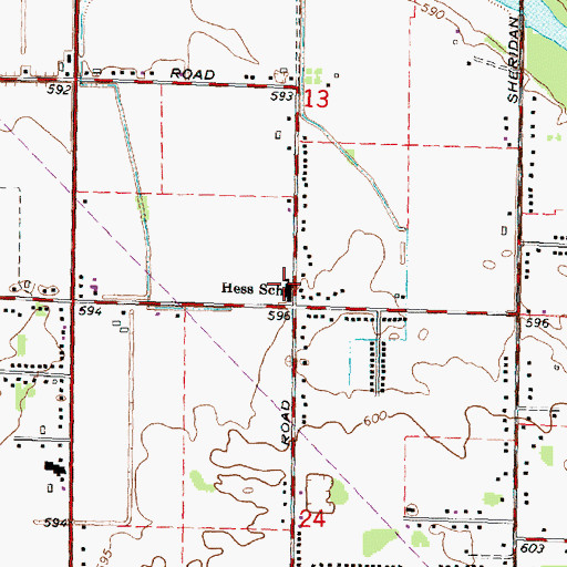 Topographic Map of Hess School, MI