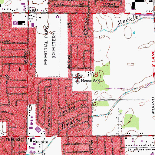 Topographic Map of Hesse School, MI