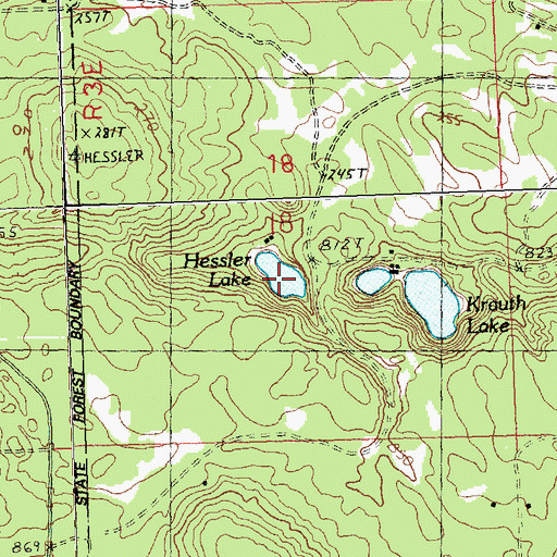 Topographic Map of Hessler Lake, MI