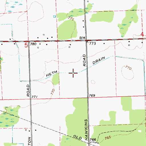 Topographic Map of Heth Drain, MI