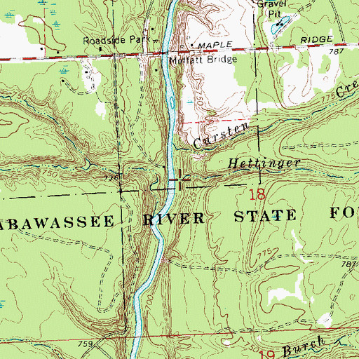 Topographic Map of Hettinger Creek, MI